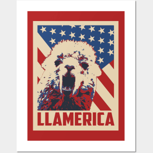 Funny Llama Celebrate 4th Of July Posters and Art